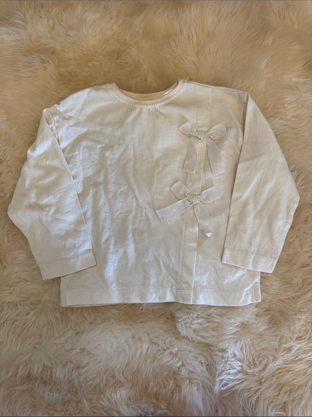 Zara Cream Long-Sleeve Top with Decorative Bows